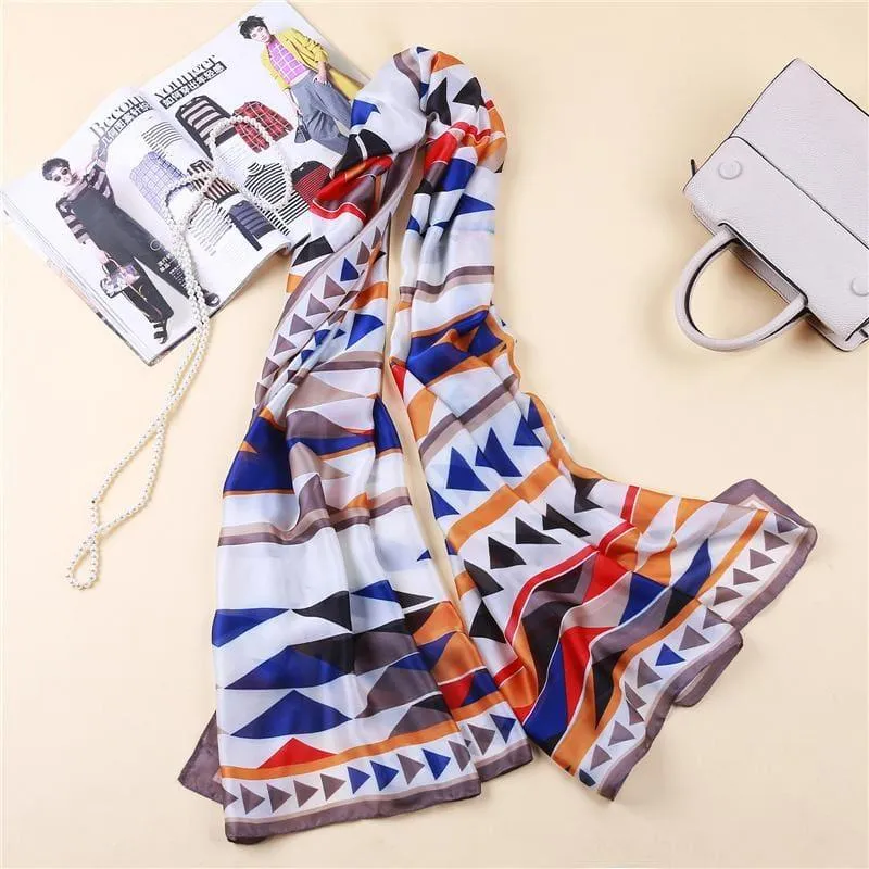 Shawls and Wrap Long Print  Silk Scarf
