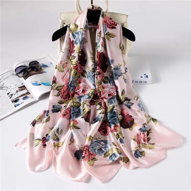 Shawls and Wrap Long Print  Silk Scarf