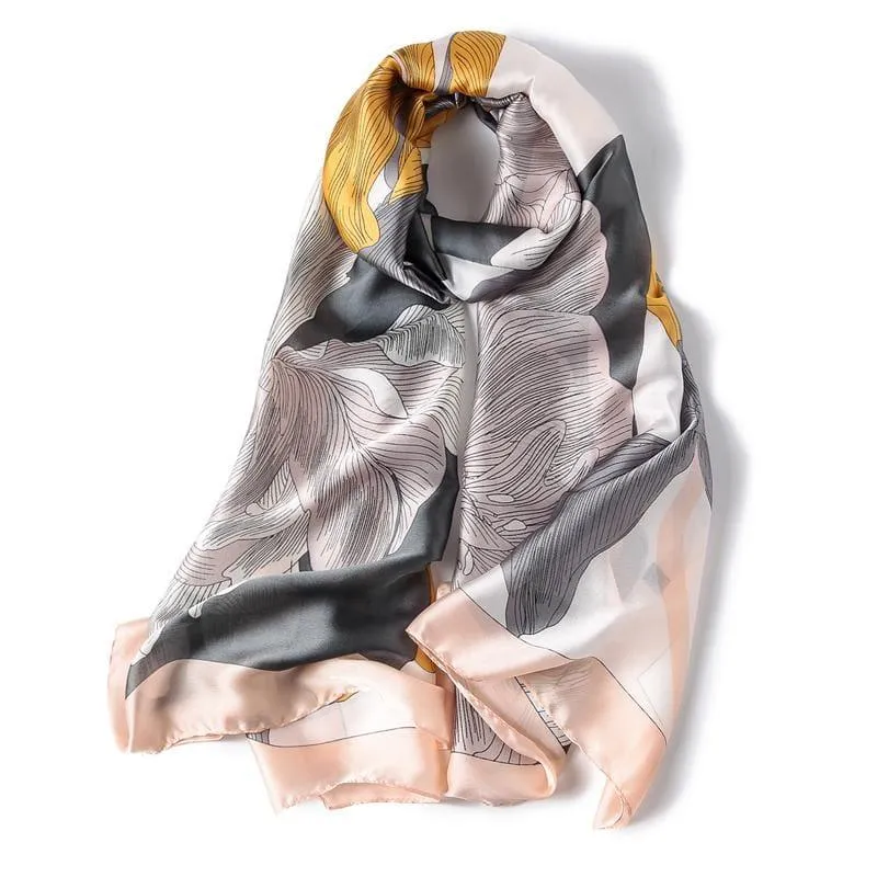 Shawls and Wrap Long Print  Silk Scarf