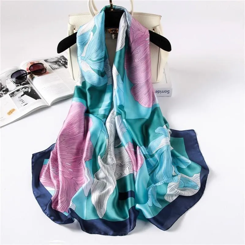 Shawls and Wrap Long Print  Silk Scarf