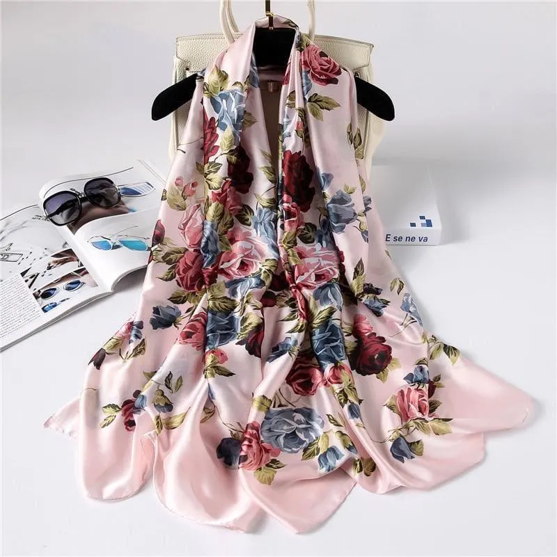 Shawls and Wrap Long Print  Silk Scarf