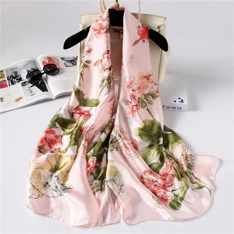 Shawls and Wrap Long Print  Silk Scarf