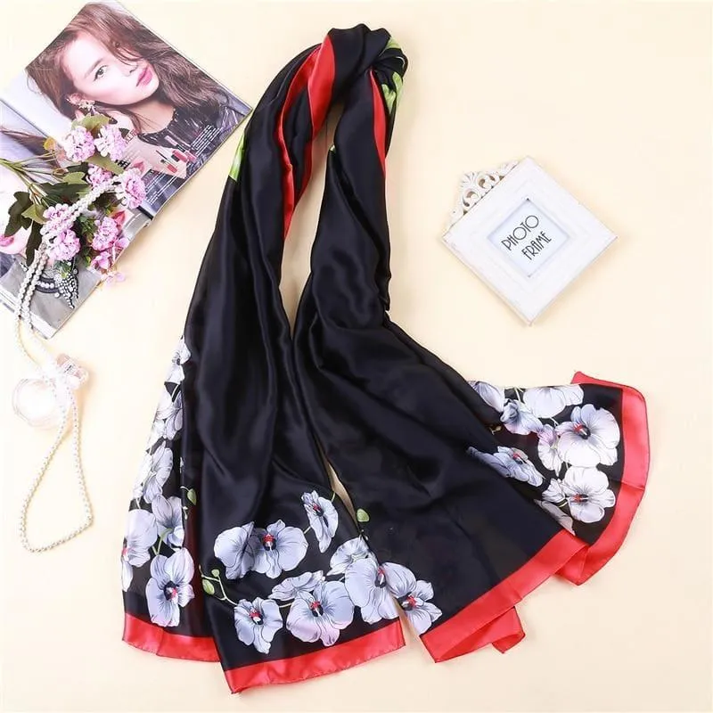 Shawls and Wrap Long Print  Silk Scarf