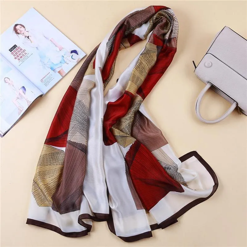 Shawls and Wrap Long Print  Silk Scarf