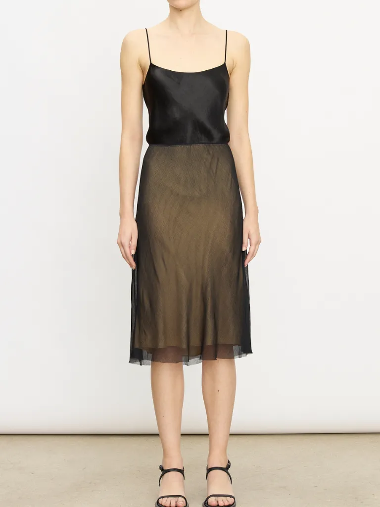 Sheer Slip Skirt in Black/Chamois