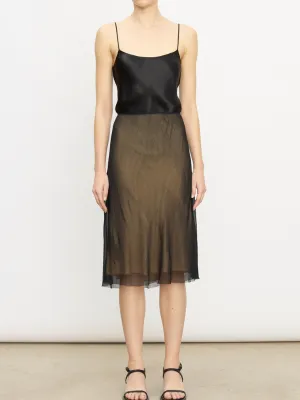 Sheer Slip Skirt in Black/Chamois