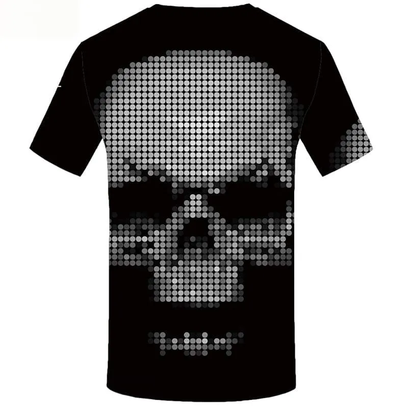Skull T-shirt Men Black T shirts Funny Punk Rock T-shirts Graphic Short Sleeve