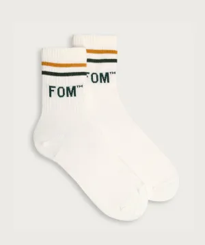 Socks FOM Active - Ivory / Green & Gold Stripes (Size 4-7)