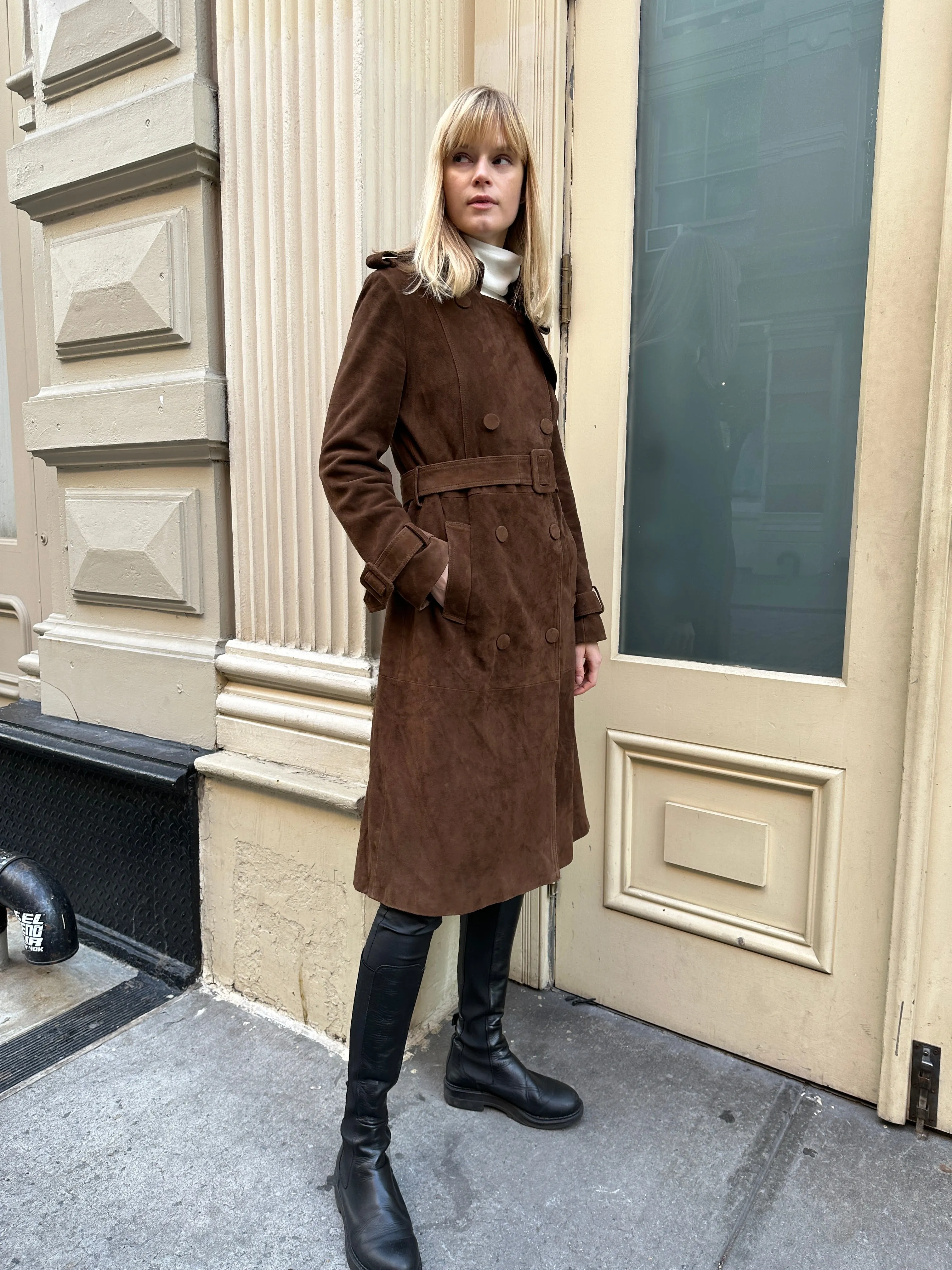 Sophia Suede Trench Coat