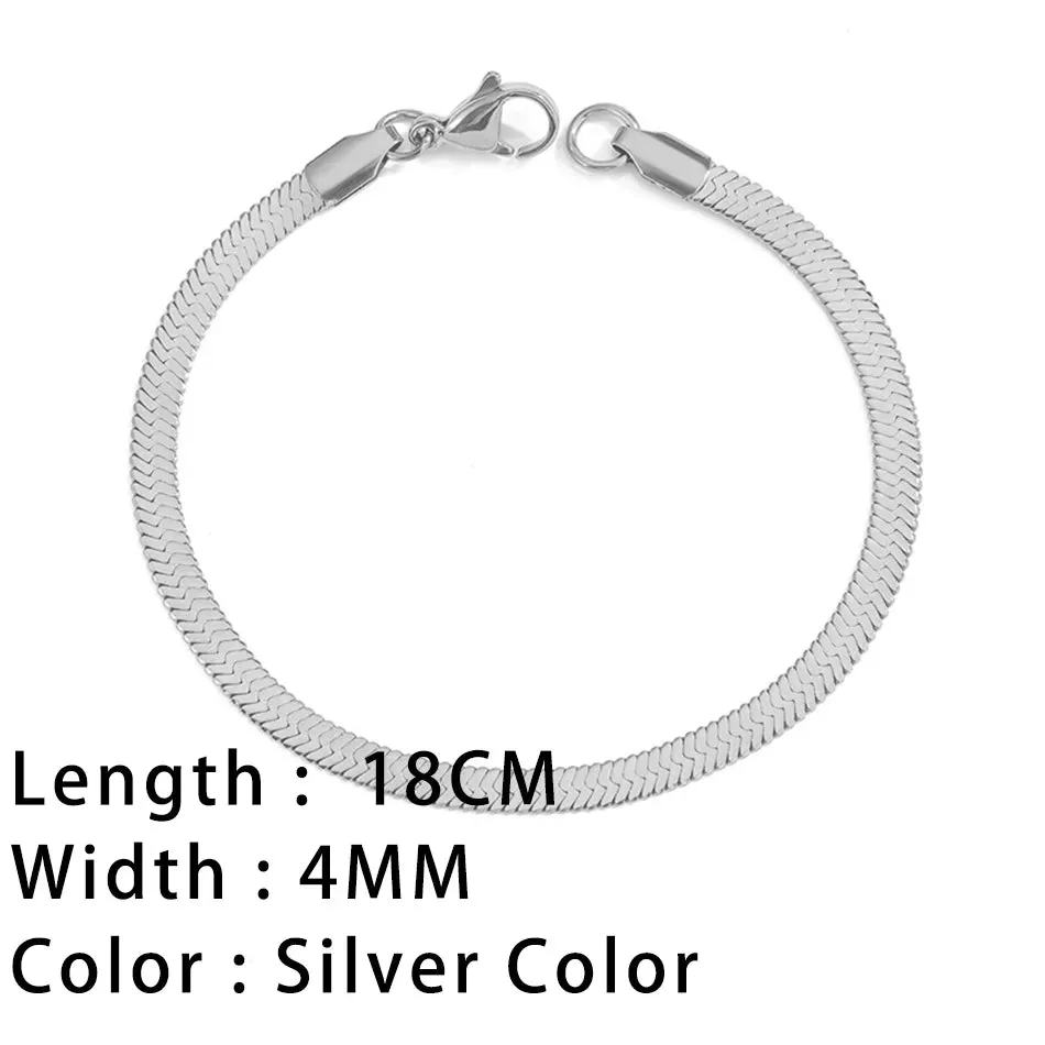 SUNIBI Classic Snake Chain Bracelets for Women Trend Gold Plated Stainless Steel Cuban Chain Bracelet Trendy Woman Gifts Jewelry