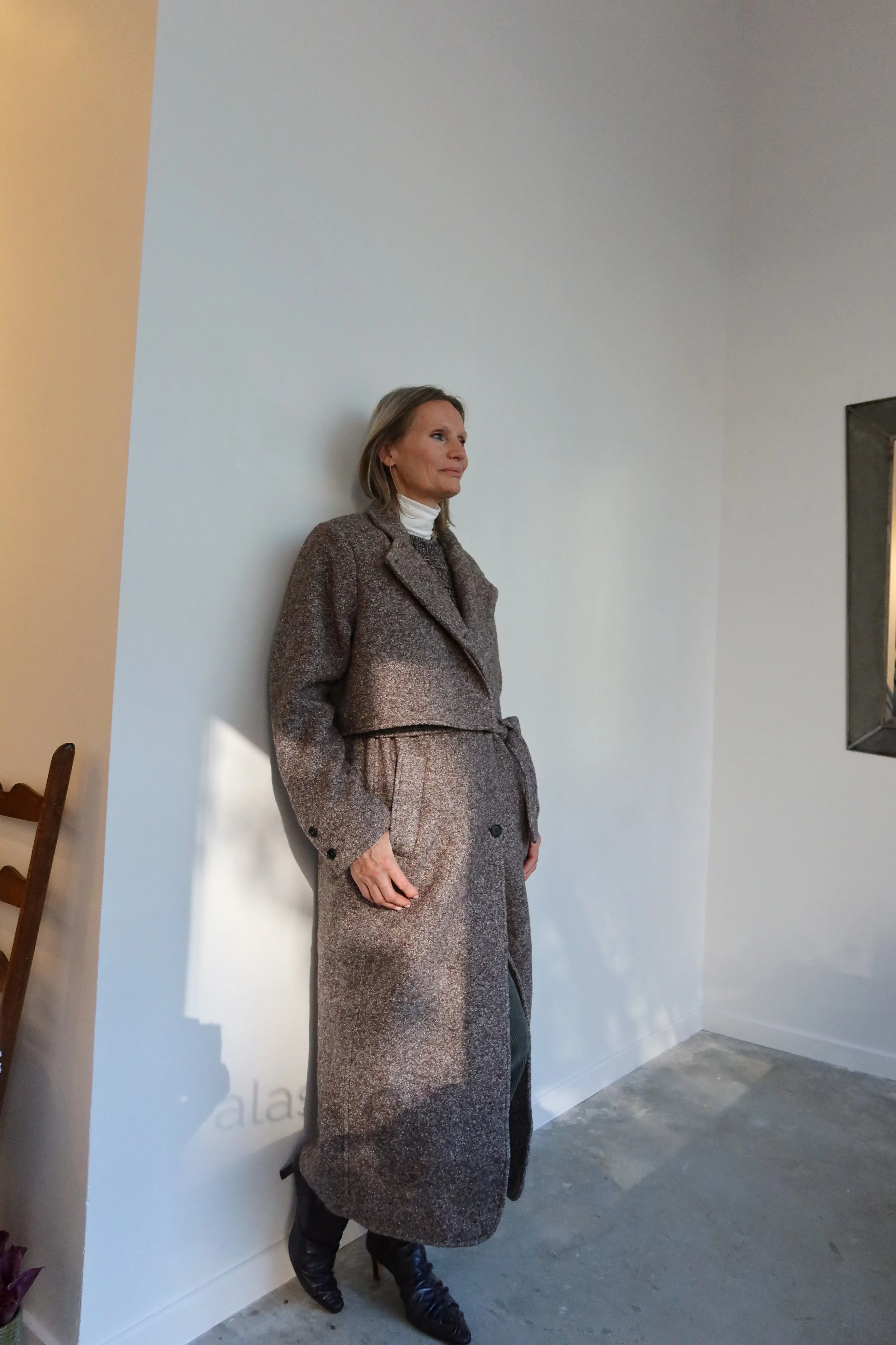 Taupe Wool Evening Coat