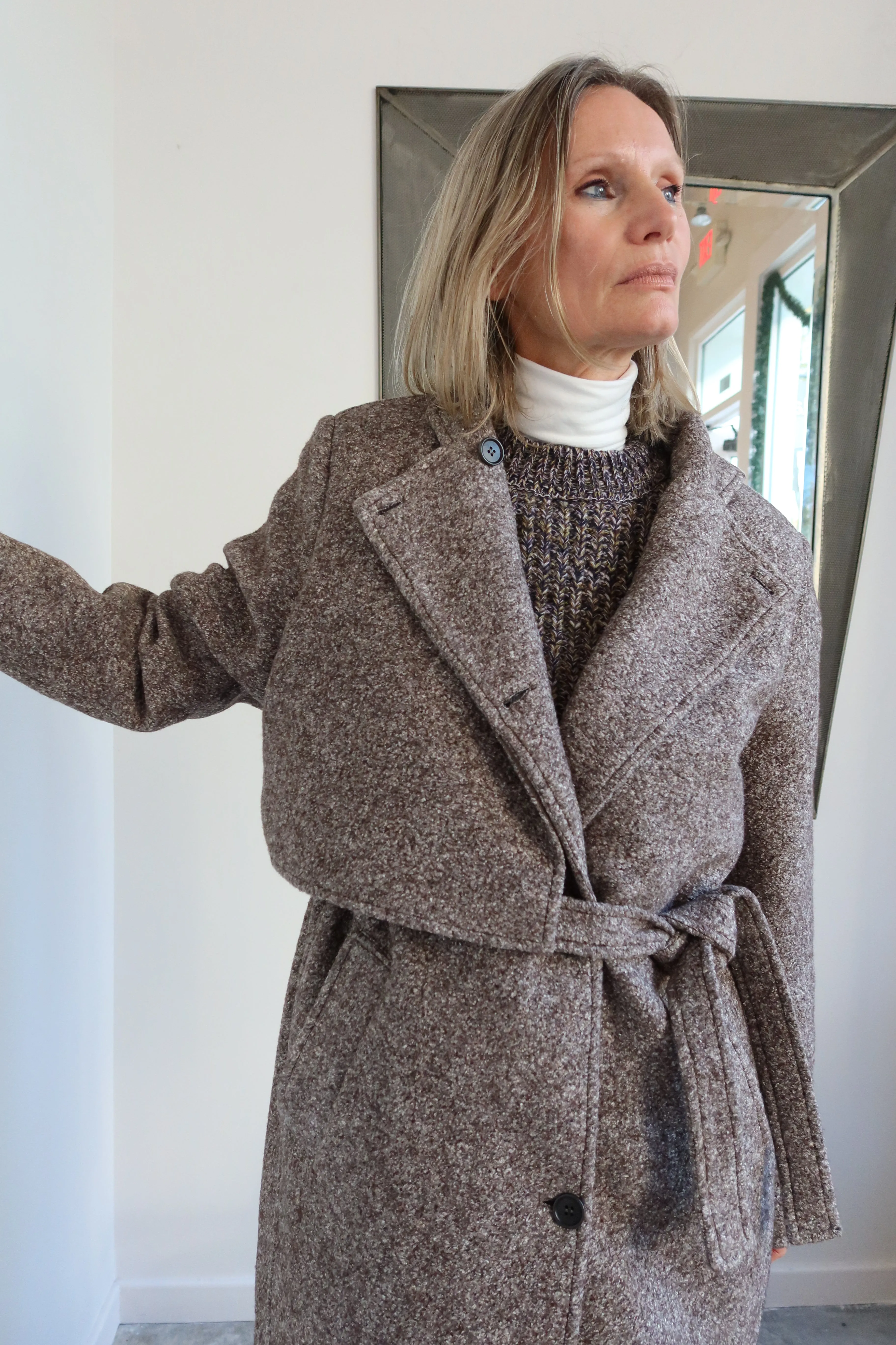 Taupe Wool Evening Coat