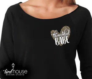 Thankful Babe Shirt, Small Design, Cute Thanksgiving Tee, Custom any color
