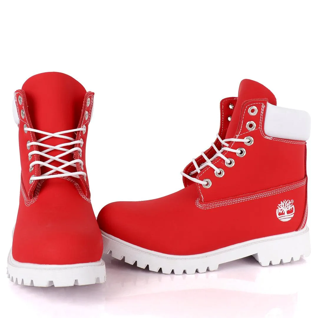 Tim Adventure 6 Inch Leather Boots Red White