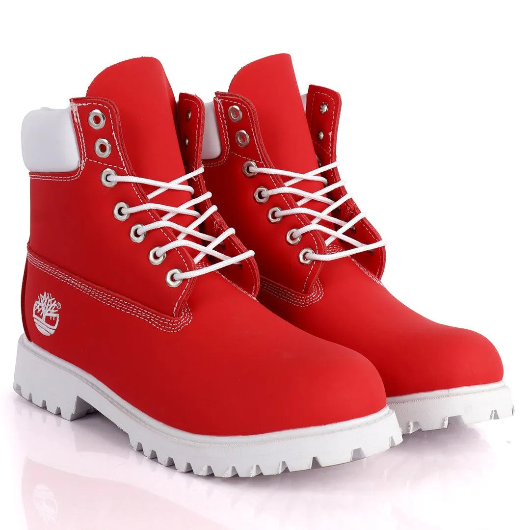 Tim Adventure 6 Inch Leather Boots Red White