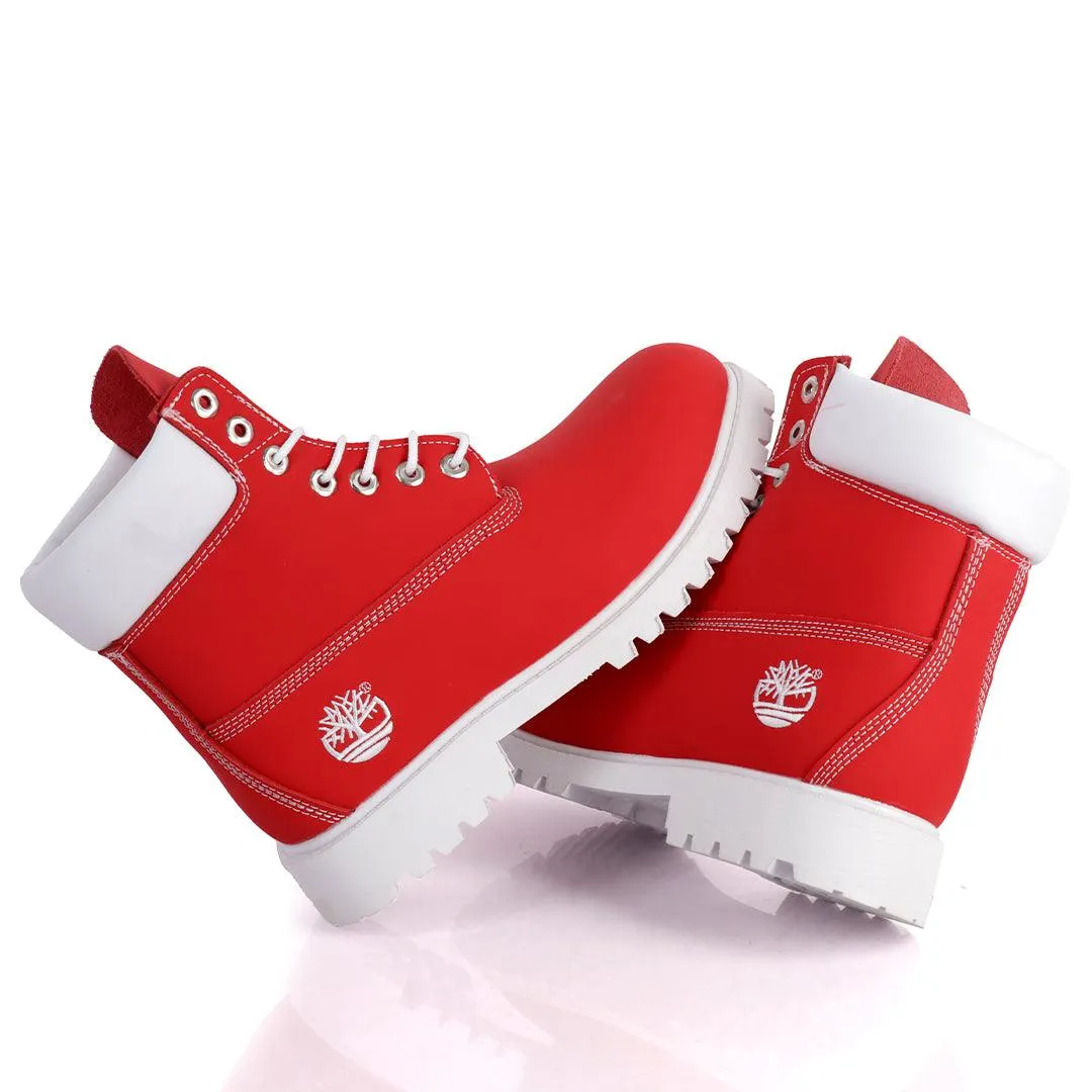 Tim Adventure 6 Inch Leather Boots Red White