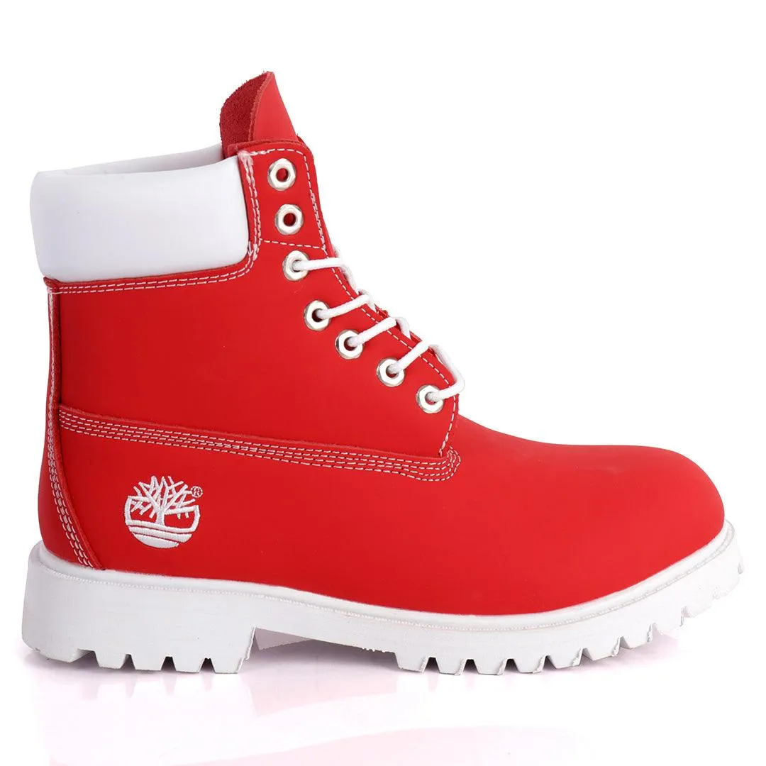 Tim Adventure 6 Inch Leather Boots Red White