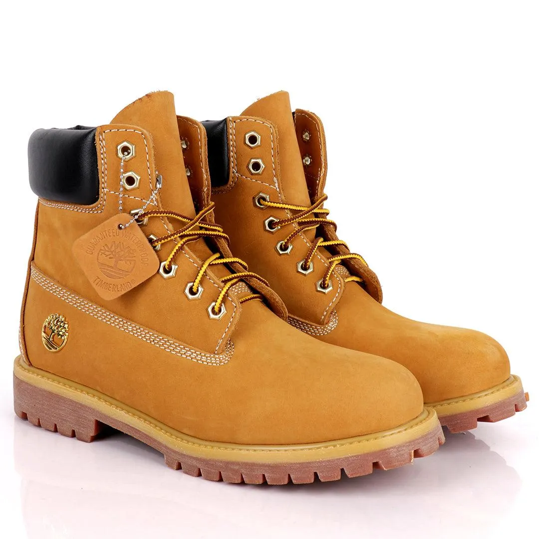 Tim Waterproof Premium Men's Leather Gold Logo Boots 6 Inch - Brown