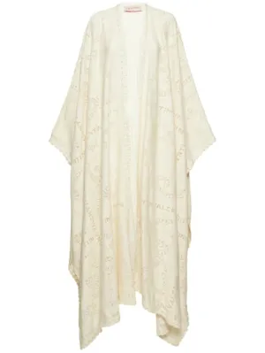 Valentino   Cotton guipure lace long cape 