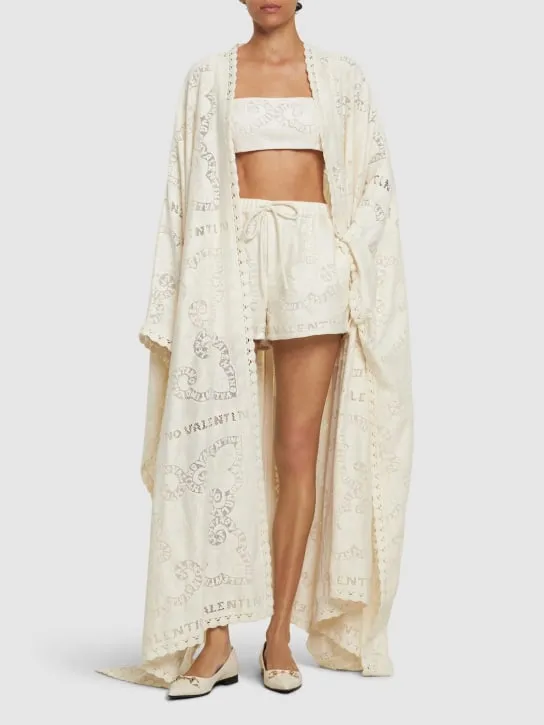 Valentino   Cotton guipure lace long cape 