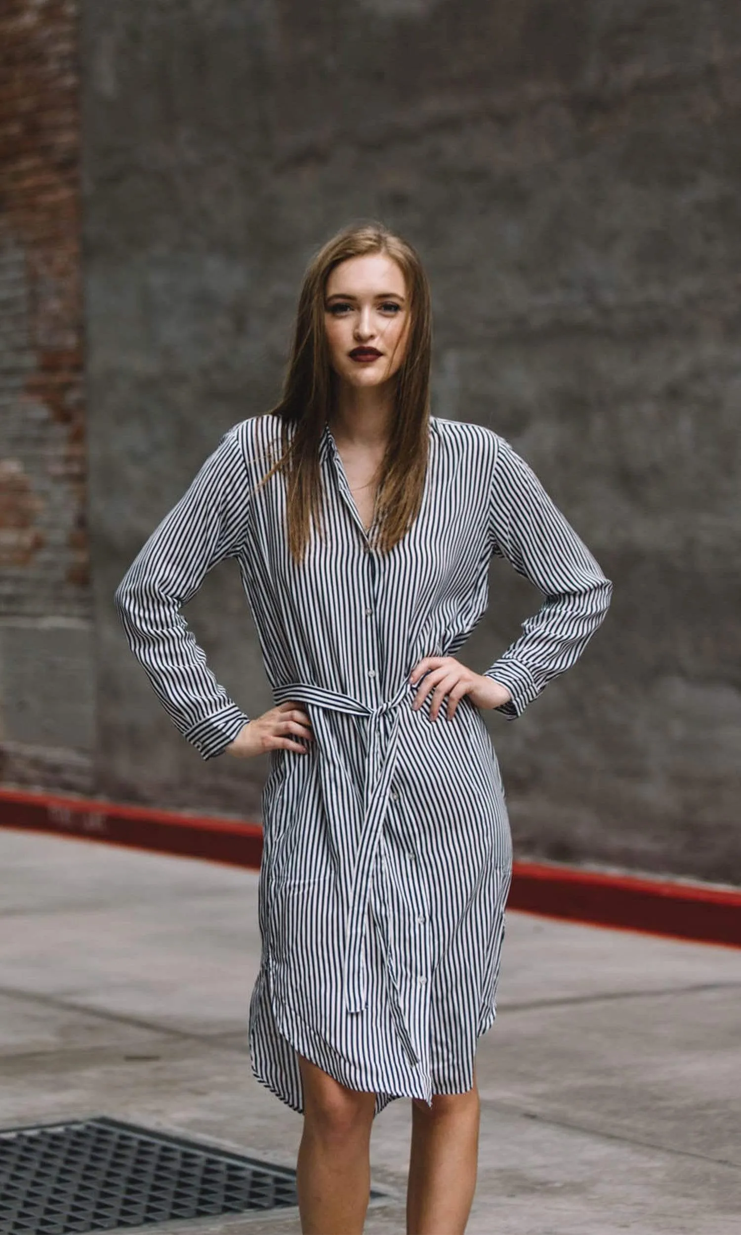 Velvet by Graham & Spencer Sonoma03 Vertical Stripe Shirt Dress