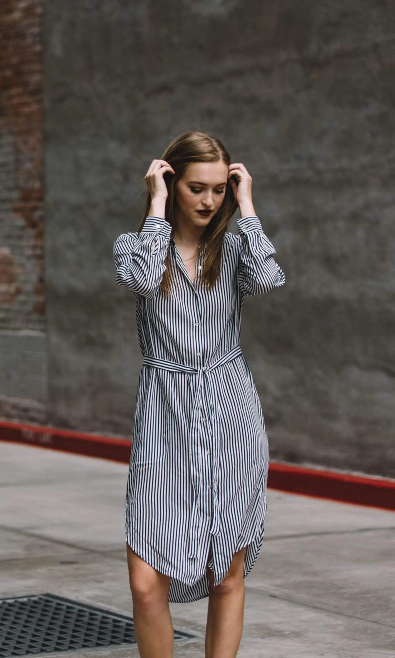 Velvet by Graham & Spencer Sonoma03 Vertical Stripe Shirt Dress