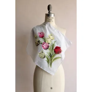 Vintage 1960s Tulip Print Cotton Scarf