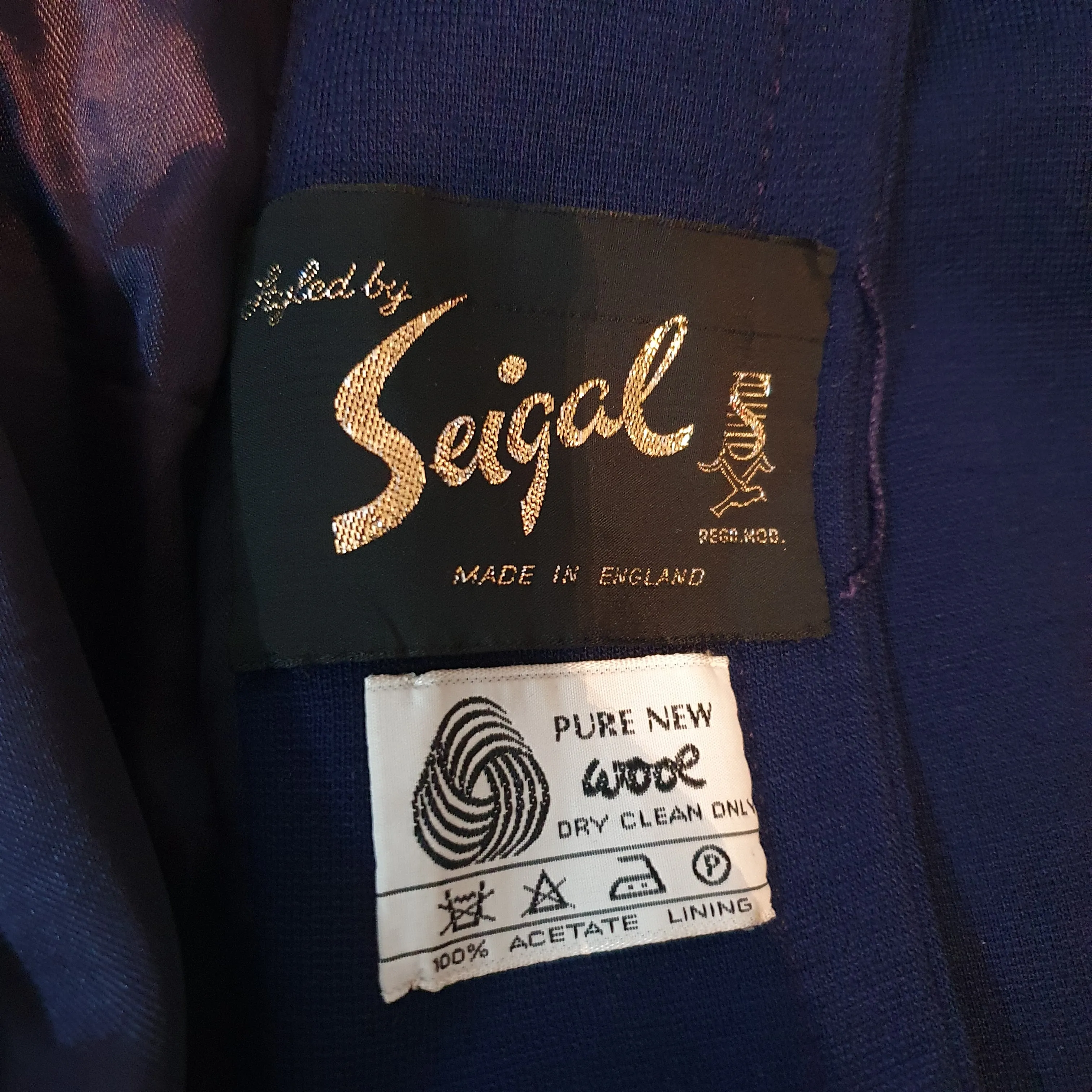 Vintage 60s 'Seigal' Navy Pure New Wool Wrap Trench Coat - Small