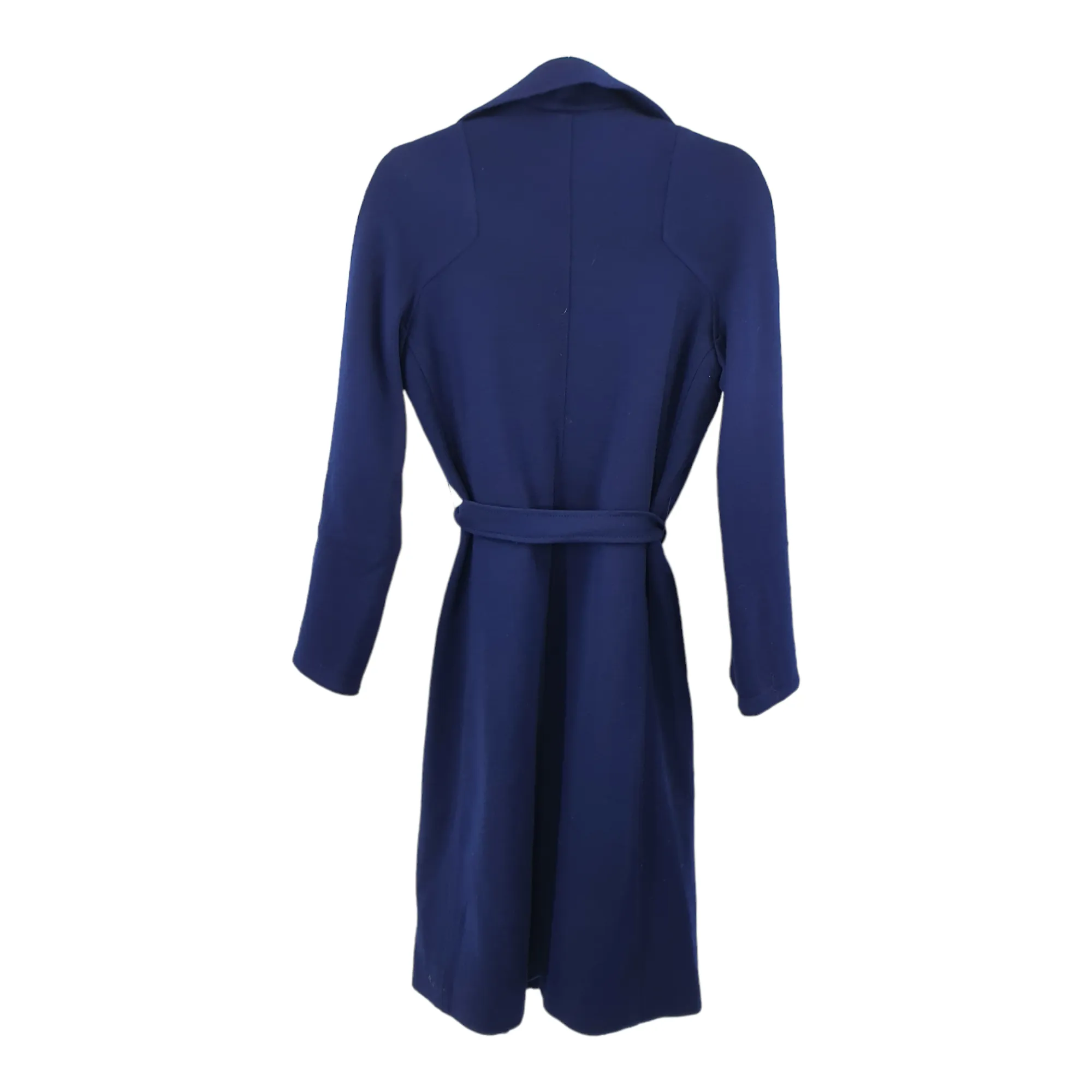 Vintage 60s 'Seigal' Navy Pure New Wool Wrap Trench Coat - Small