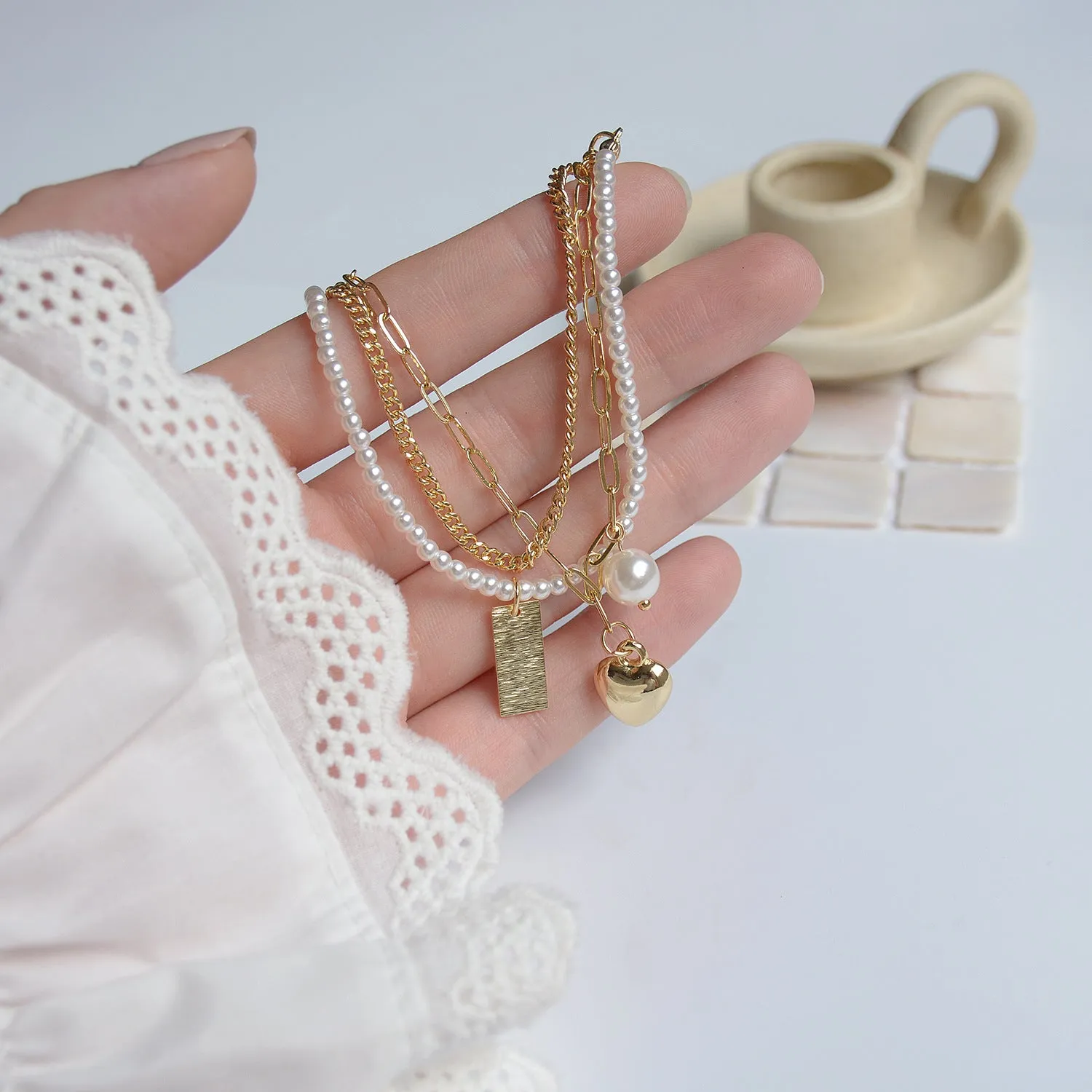 Vintage INS Popular 14K Gold Plated Pearl Bracelet