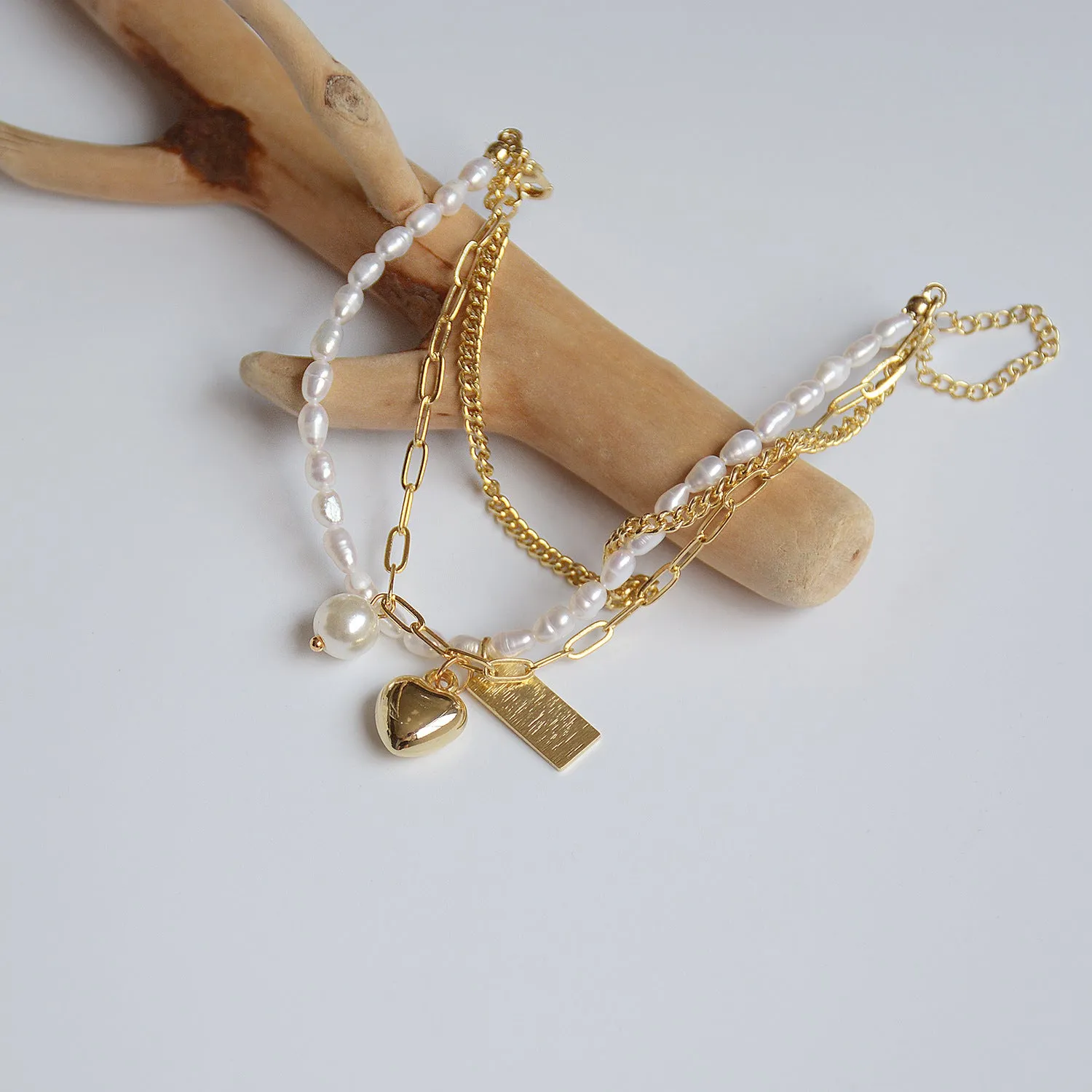 Vintage INS Popular 14K Gold Plated Pearl Bracelet