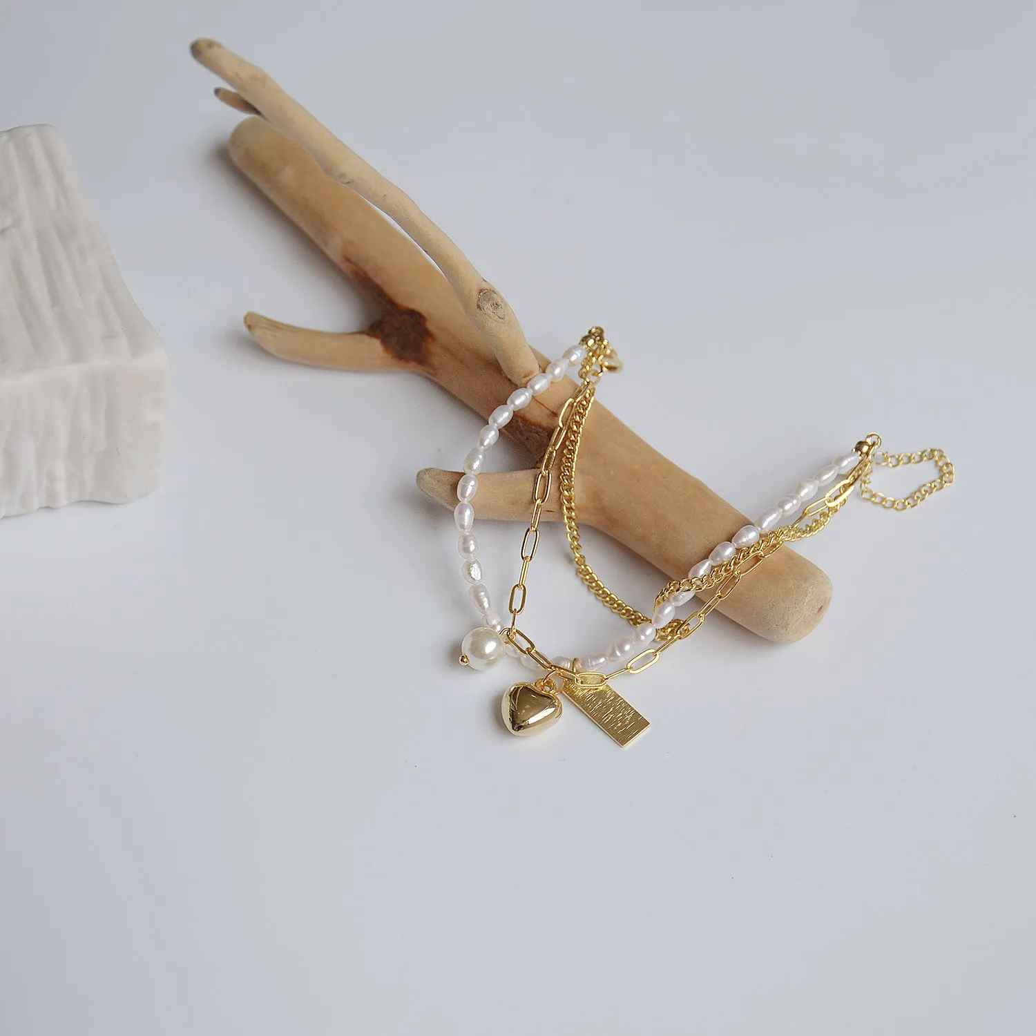 Vintage INS Popular 14K Gold Plated Pearl Bracelet