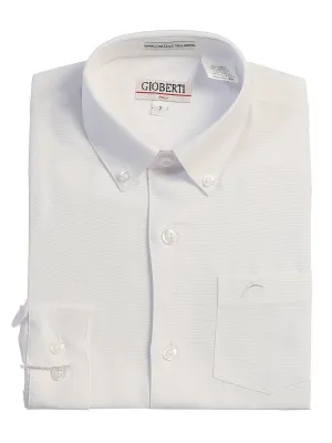 White Boys Long Sleeve Oxford Button Down Dress Shirt