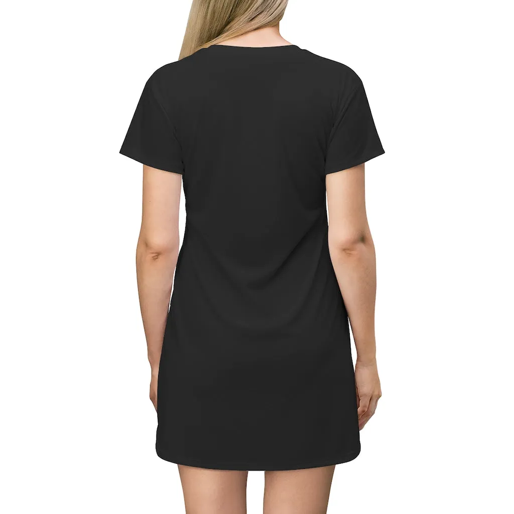 Yellow and White Fish All Over Print T-Shirt Dress