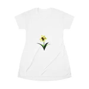 Yellow Flower All Over Print T-Shirt Dress