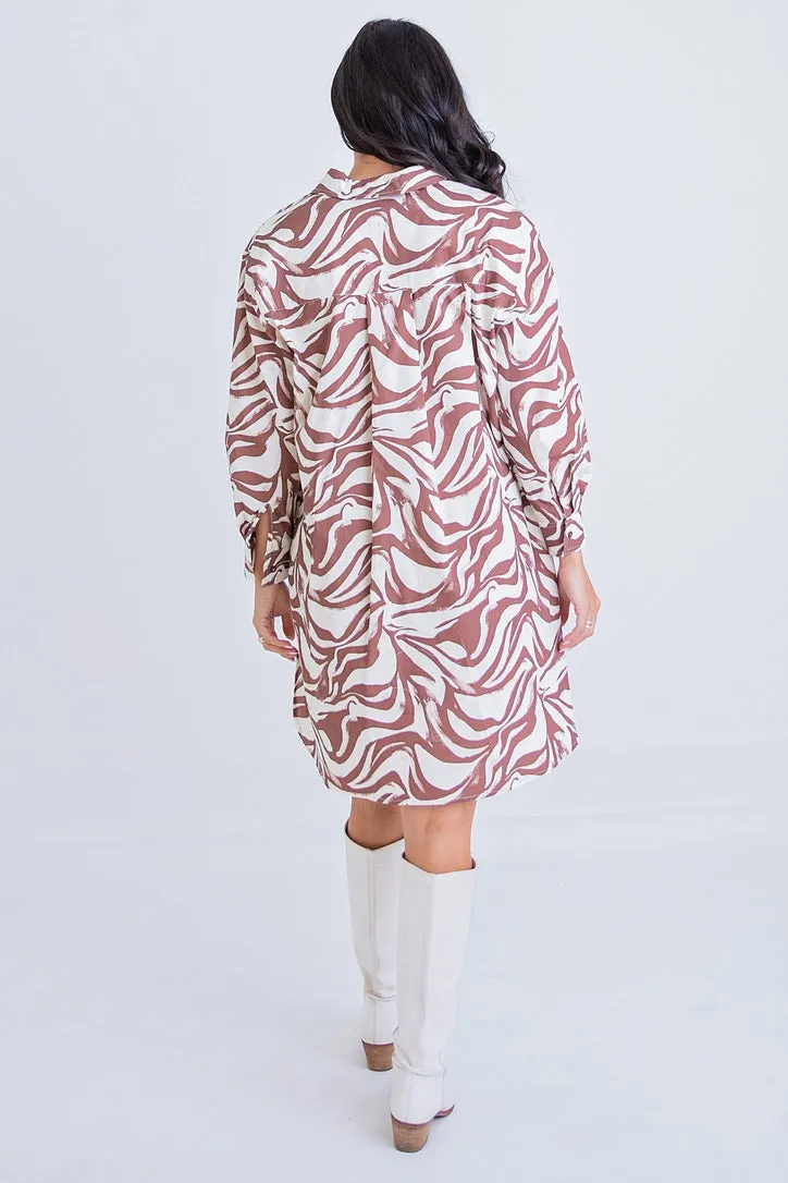 Zebra Pocket Shirt Dress