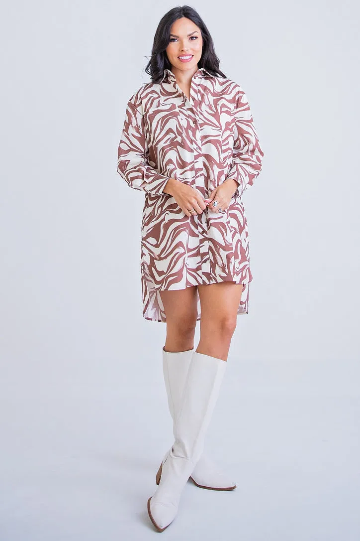 Zebra Pocket Shirt Dress