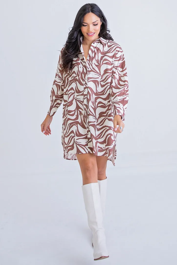 Zebra Pocket Shirt Dress